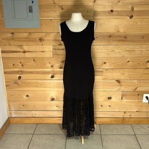 NEW King’s Crown boutique collection knit lace tank body con maxi dress slip LG